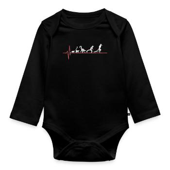 Lemur Lemuren Herzschlag Puls Geschenk - Baby Bio-Langarm-Body - Schwarz - Vorne