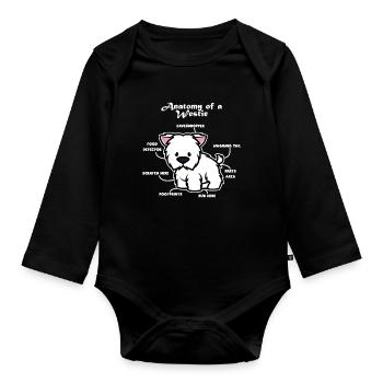 Anatomy of a west highland white terrier - Organic Longsleeve Baby Bodysuit - black - Front
