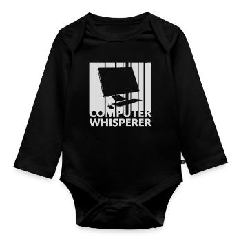 Computer nerd - Organic Longsleeve Baby Bodysuit - black - Front