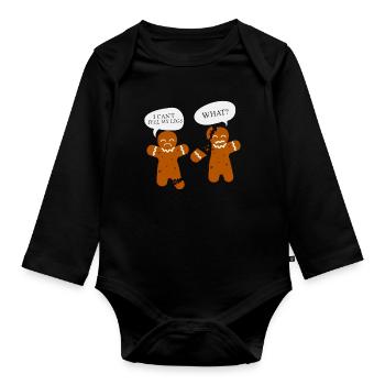Gingerbread Fight Christmas - Christmas dresses - Organic Longsleeve Baby Bodysuit - black - Front