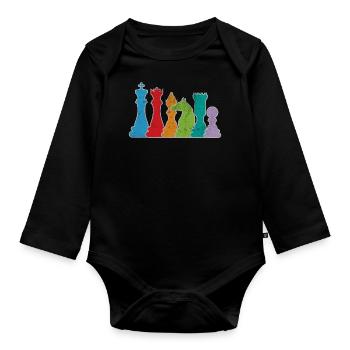 chess - Organic Longsleeve Baby Bodysuit - black - Front