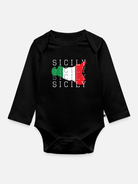 Sizilien - Baby Bio-Langarm-Body - Schwarz