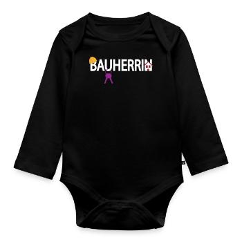 Bauherrin - Baby Bio-Langarm-Body - Schwarz - Vorne