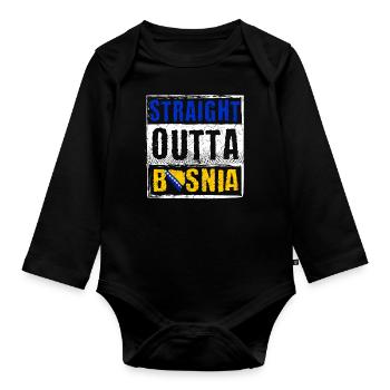 Straight Outta Bosnia - Organic Longsleeve Baby Bodysuit - black - Front