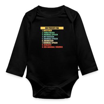 Handball EM Europameisterschaft Geschenk - Baby Bio-Langarm-Body - Schwarz - Vorne