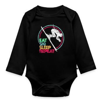 Cadeau d'hiver skieur - Body Bébé bio manches longues - noir - Devant