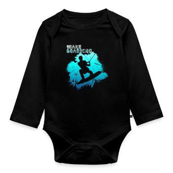 wakeboard - Body Bébé bio manches longues - noir - Devant