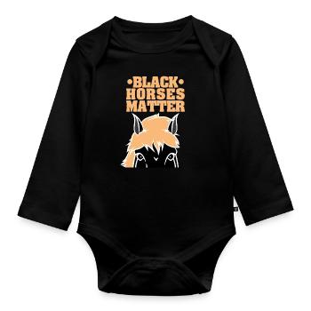 Black Horses Matter - Organic Longsleeve Baby Bodysuit - black - Front