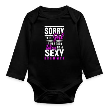 Drums drummer drummer gift - Organic Longsleeve Baby Bodysuit - black - Front