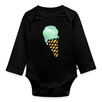 Eiscreme - Baby Bio-Langarm-Body - Schwarz - Vorne