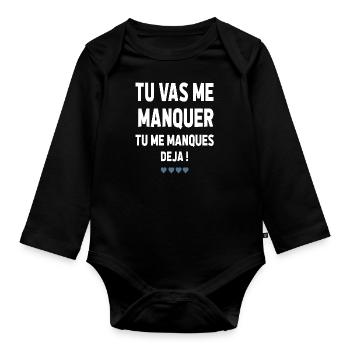 TU VA ME MANQUER TU ME MANQUES DÉJÀ - Body Bébé bio manches longues - noir - Devant