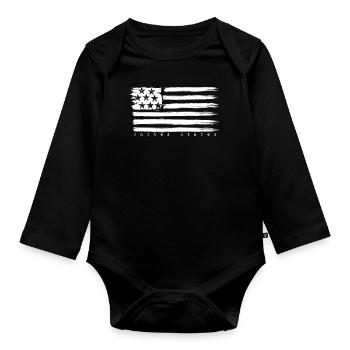 USA Flag Vintage Retro Design - Organic Longsleeve Baby Bodysuit - black - Front