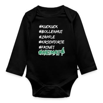 Schwarzwald Heimat Bollenhut Kuckuck T-Shirt - Baby Bio-Langarm-Body - Schwarz - Vorne