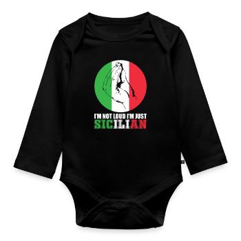 Drapeau de geste de main Italie Sicile - Body Bébé bio manches longues - noir - Devant