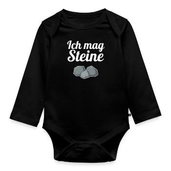 Ich mag Steine Ich hasse Menschen Steine sind okay - Baby Bio-Langarm-Body - Schwarz - Vorne