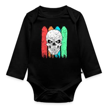 Skull colorful colored - Organic Longsleeve Baby Bodysuit - black - Front