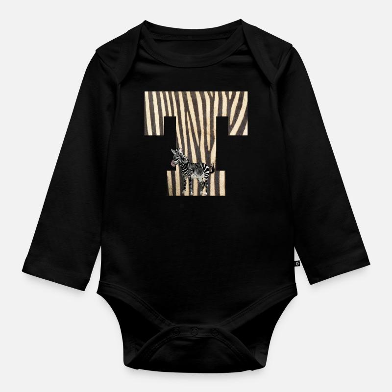 zebra t - Baby Bio-Langarm-Body - Schwarz
