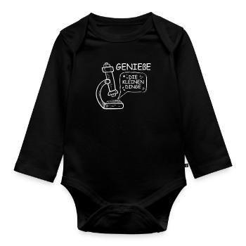 Genieße Kleinen Dinge Mikroskop Labor Biologie - Baby Bio-Langarm-Body - Schwarz - Vorne