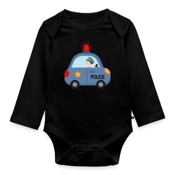 Police Police Commissioner Blue Lights - Organic Longsleeve Baby Bodysuit - black - Front