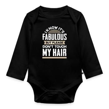 Ne touchez pas les cheveux - Body Bébé bio manches longues - noir - Devant