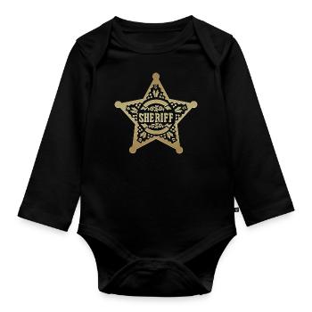 Étoile de shérif, shérif, étoile, carnaval, carnaval - Body Bébé bio manches longues - noir - Devant