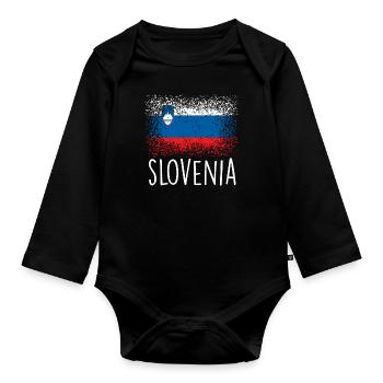Slowenien - Baby Bio-Langarm-Body - Schwarz - Vorne
