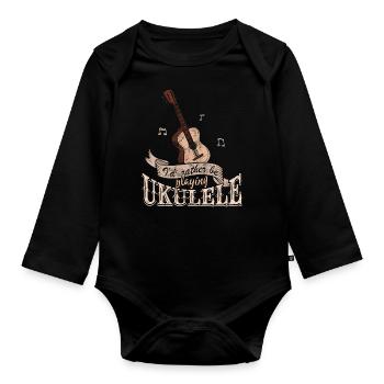 ukulélé - Body Bébé bio manches longues - noir - Devant