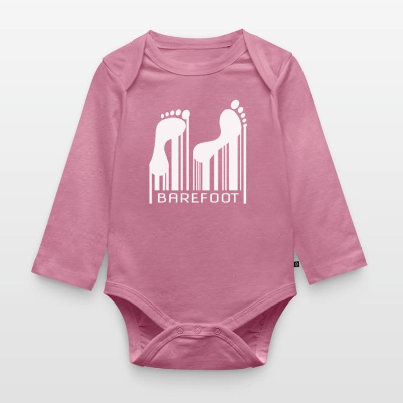 Barefoot Barcode Barfuss Strichcode Code Baby Bio-Langarm-Body