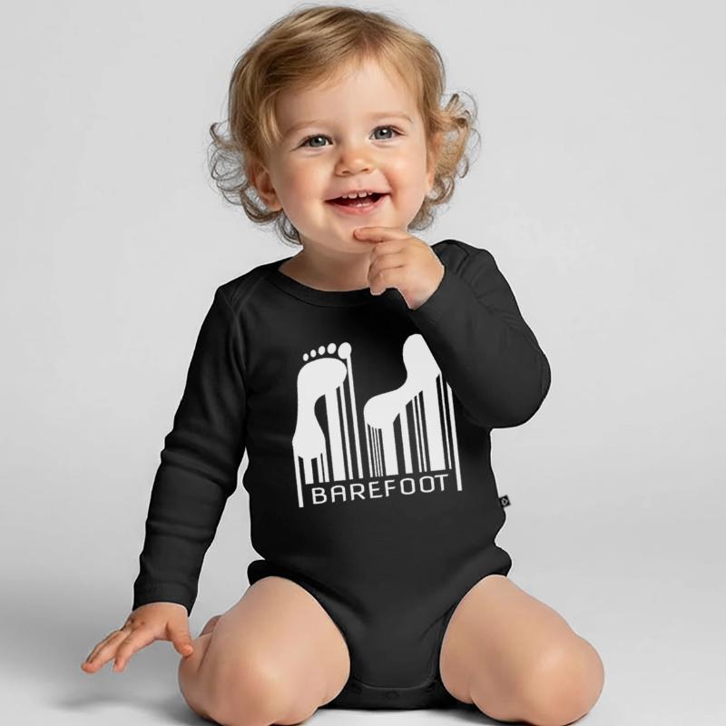 Barefoot Barcode Barefoot Bar Code Code Organic Longsleeve Baby Bodysuit