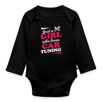 Girl Car Tuning Tuner Schrauber Mechatroniker - Baby Bio-Langarm-Body - Schwarz - Vorne