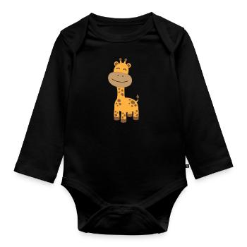giraffe - Organic Longsleeve Baby Bodysuit - black - Front