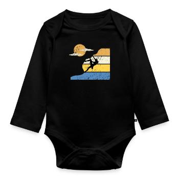 Women climbing bouldering climber climbing sport - Organic Longsleeve Baby Bodysuit - black - Front