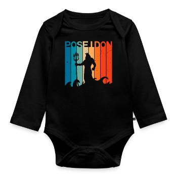 Poseidon-Grafik - Baby Bio-Langarm-Body - Schwarz - Vorne