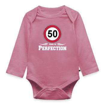 50.Birthday , 50 Years , Aged to Perfection (25) - Organic Longsleeve Baby Bodysuit - mauve - Front