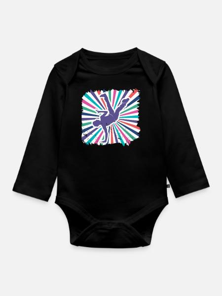 Breakdance - Baby Bio-Langarm-Body - Schwarz