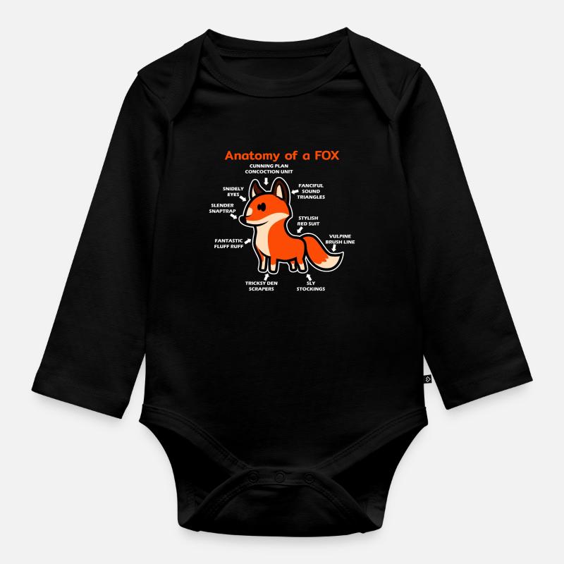 Anatomie eines Fuchs - Baby Bio-Langarm-Body - Schwarz