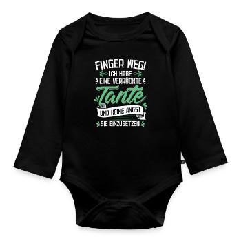 Finger weg! Ich habe eine verrückte Tante - Baby - - Baby Bio-Langarm-Body - Schwarz - Vorne