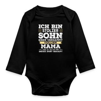 Stolzer Sohn einer verdammt tollen Mama - Baby Bio-Langarm-Body - Schwarz - Vorne