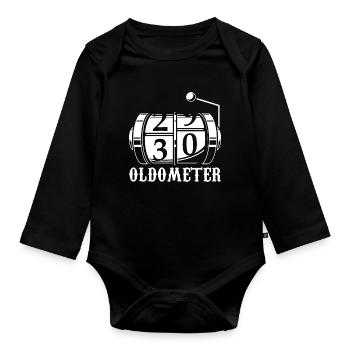 Oldometer 30, 30th birthday bday gift - Organic Longsleeve Baby Bodysuit - black - Front
