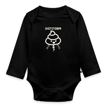 Tempête de merde - Body Bébé bio manches longues - noir - Devant