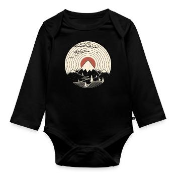 MTN LP Vinyl Mountain Graphic - Organic Longsleeve Baby Bodysuit - black - Front