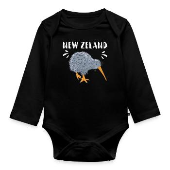 nouvelle-Zélande - Body Bébé bio manches longues - noir - Devant