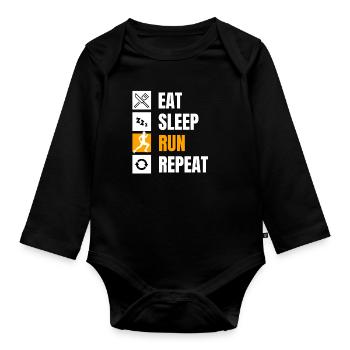 Eat Sleep Run Repeat Jogger - Organic Longsleeve Baby Bodysuit - black - Front