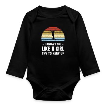 Damen Ski Design - Baby Bio-Langarm-Body - Schwarz - Vorne