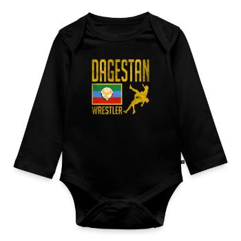 Lutteur du Daghestan, combattant du Daghestan, Daghestan - Body Bébé bio manches longues - noir - Devant