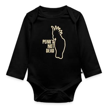 Cacatoès punk - Body Bébé bio manches longues - noir - Devant