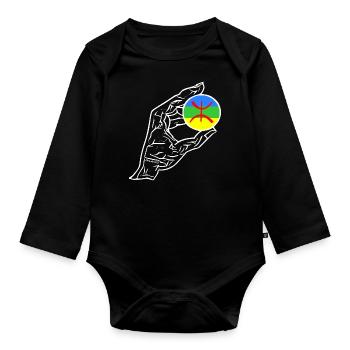 Drapeau de la main Amazigh - Body Bébé bio manches longues - noir - Devant