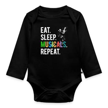 Mangez des comédies musicales pour dormir - Body Bébé bio manches longues - noir - Devant