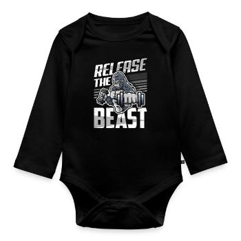 Bodybuilding Strong Man - Organic Longsleeve Baby Bodysuit - black - Front