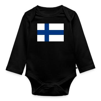 Finlande finnois drapeau drapeau - Body Bébé bio manches longues - noir - Devant
